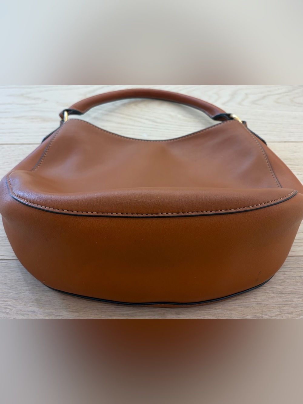 Tory Burch Cognac Leather Hobo with Logo Medallion - Picture 13 of 16